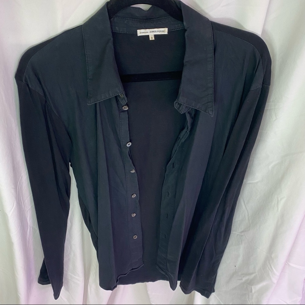James Perse Standard Black Button Up Size 2 - image 1